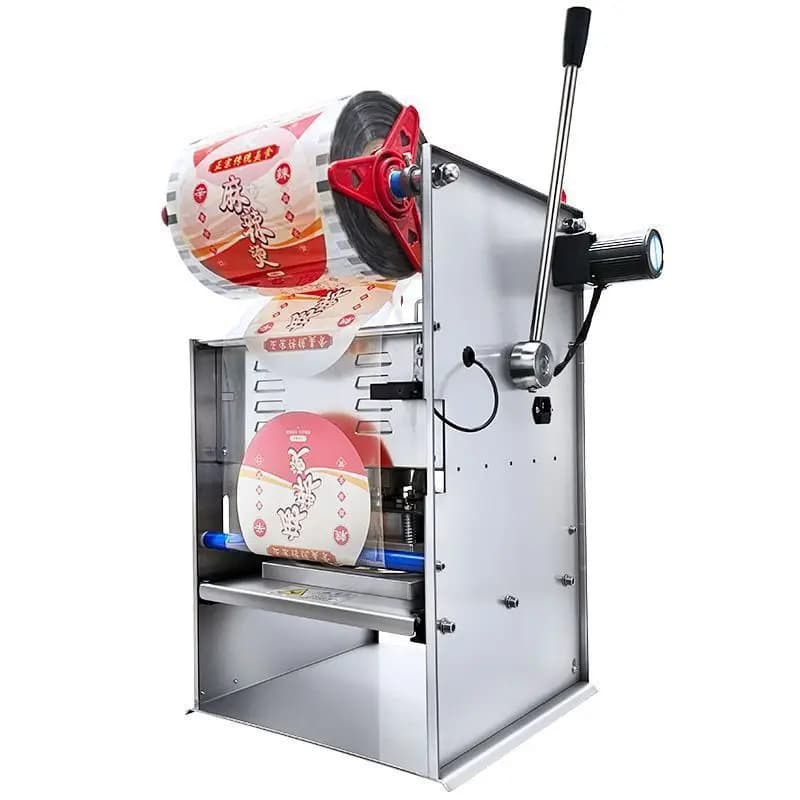 Macchina sigillatrice per contenitori per il pranzo in plastica, macchina per imballaggio e sigillatura di alimenti da asporto monouso