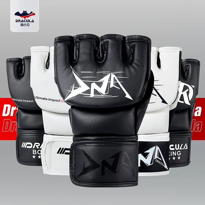 Boxing gloves half fingers for Sanda combat training, MMA gloves without fingers for combat training for adults and practice of boxing bags