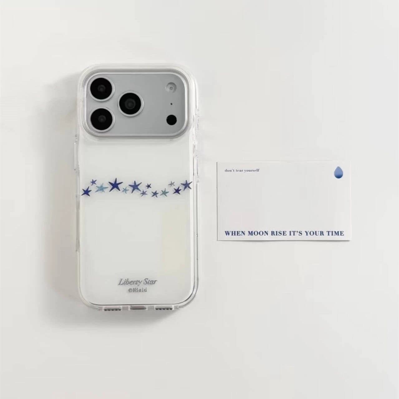 Korean Ins Blue Stars Simple Phone Case For iPhone 17AIR 17 16 15 14 13 12 11 Pro Max 14 15 16 Plus Y2K Sweet Fresh Cover