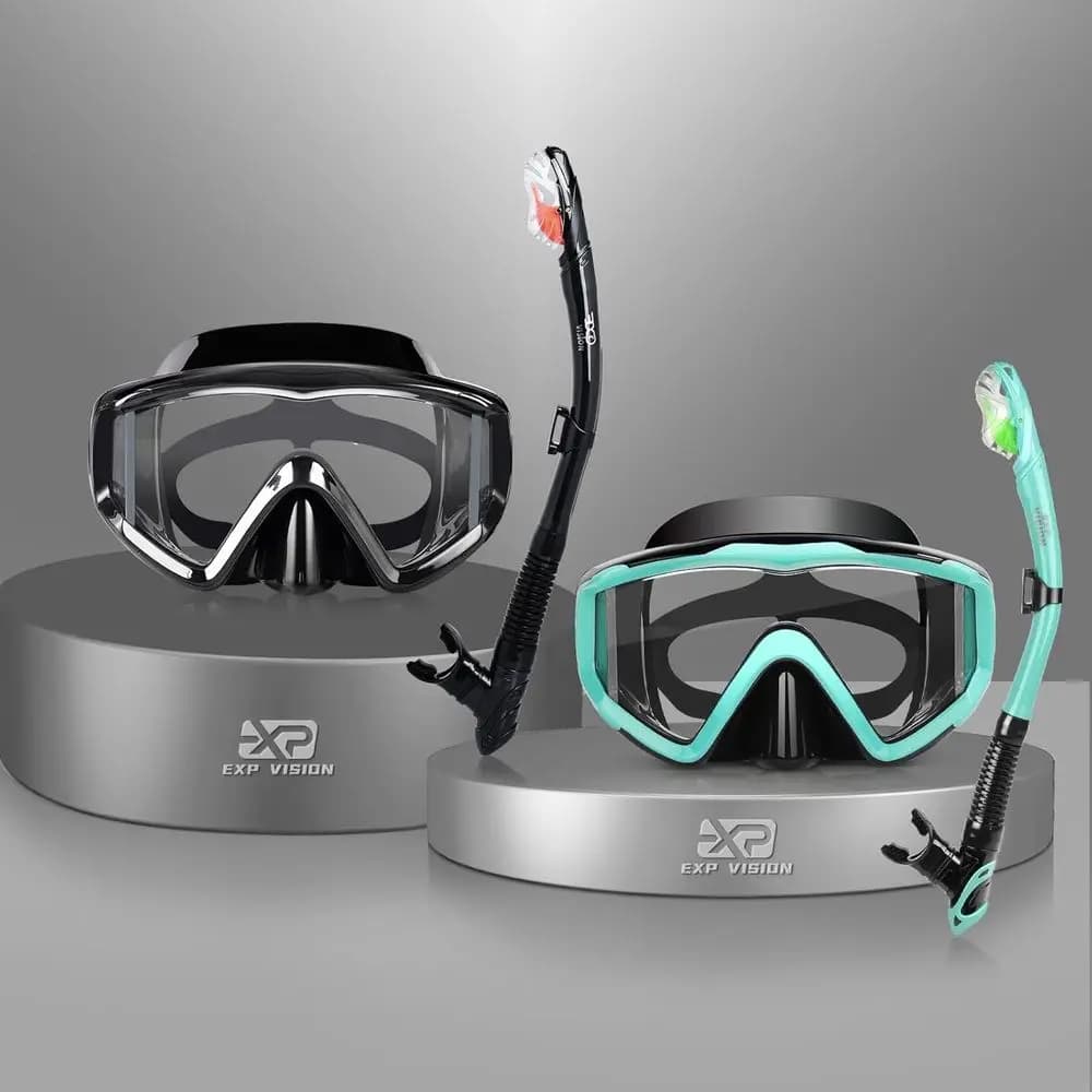 Attrezzatura per Snorkeling per Adulti con Maschera Panoramica a 3 Finestre, Occhiali Antiappannamento, Boccaglio Impermeabile per Immersioni, Snorkeling e Nuoto