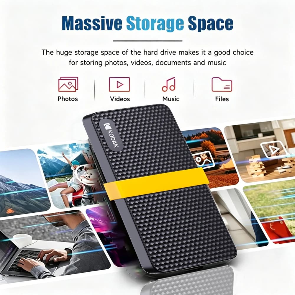 KODAK X200 Portable SSD 1TB 512GB 256GB USB 3.1 Type-C 450MB/s External Solid State Drive for PS4 Laptop MacBook PC TV