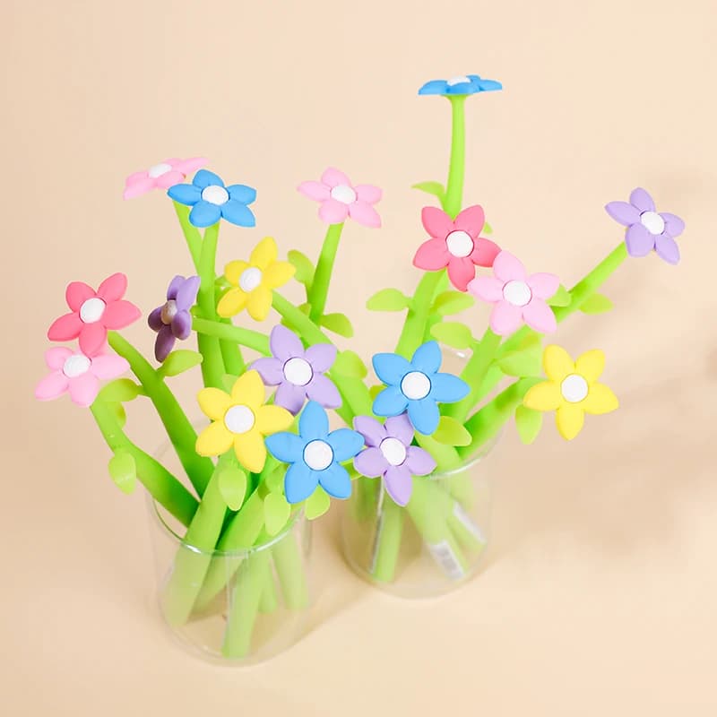 5Pcs Lovely Four Leaf Clover Flower Candy Rubber penne in Gel di Silicone divertente cancelleria scolastica regalo per studenti per bambini