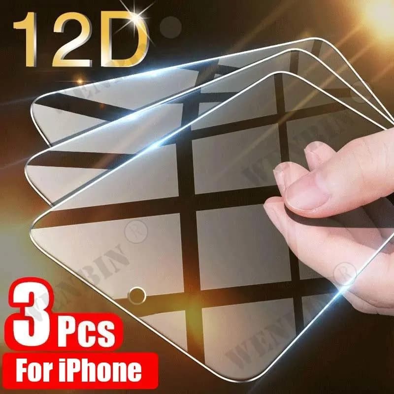 Proteggi schermo 3 pezzi 9HD Vetro protettivo completo per iPhone 17 16 15 14 Pro Max 8 7 Plus SE Proteggi schermo