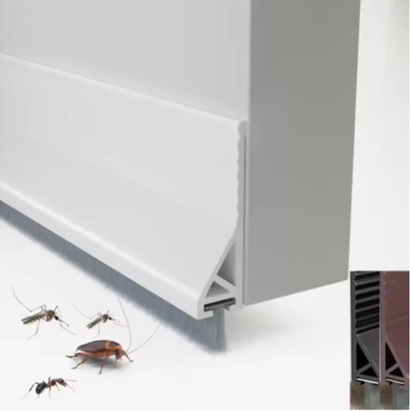 39" Length Door Seal Strip Brush Design Silicone Material Door Sweep Dust Blocker Self Adhesive Door Draft Stopper Universal Fit