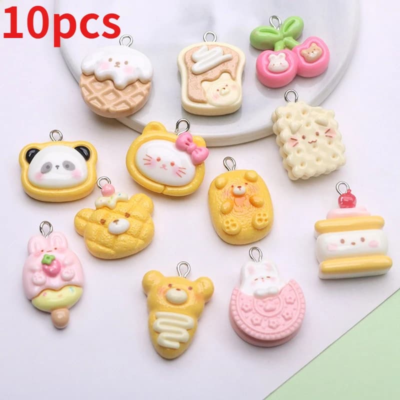 10 Pezzi Ciondoli in Resina a Forma di Orsetto Cartone Animato, Decorazioni Divertenti per Orecchini, Collane, Gioielli e Portachiavi Kawaii