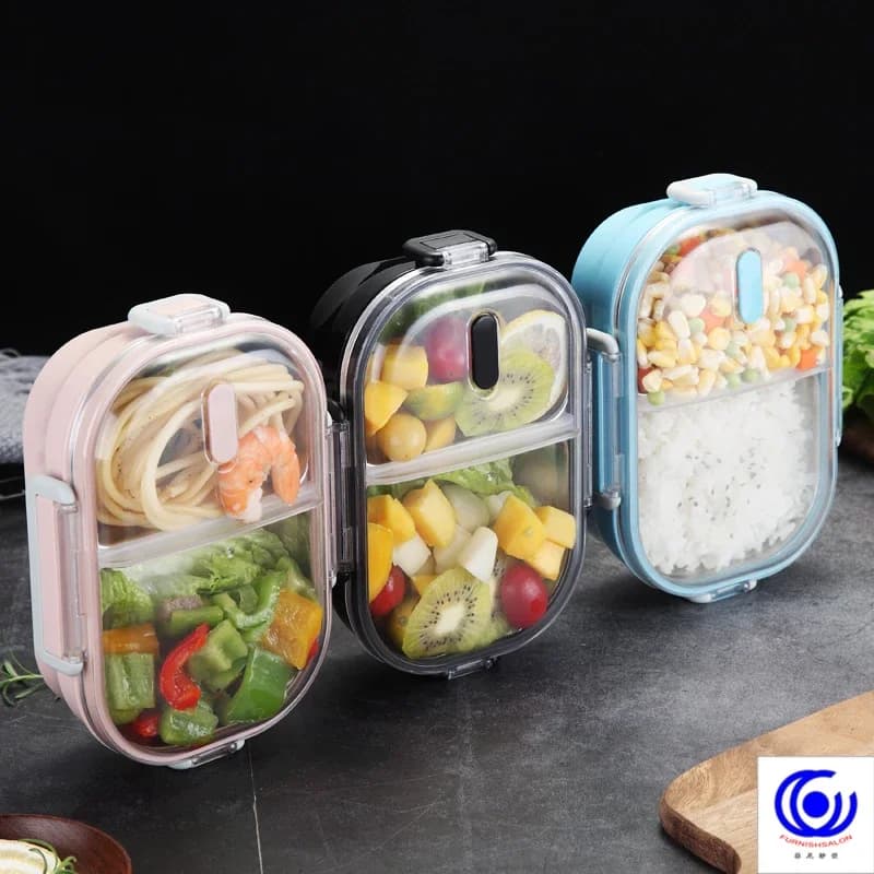 Plenty Funsein Lunch Boxes, Bento Box, Blu, 650ml, Nero, Rettangolo, Scuola, Picnic, Lunch Box per bambini, Sconto
