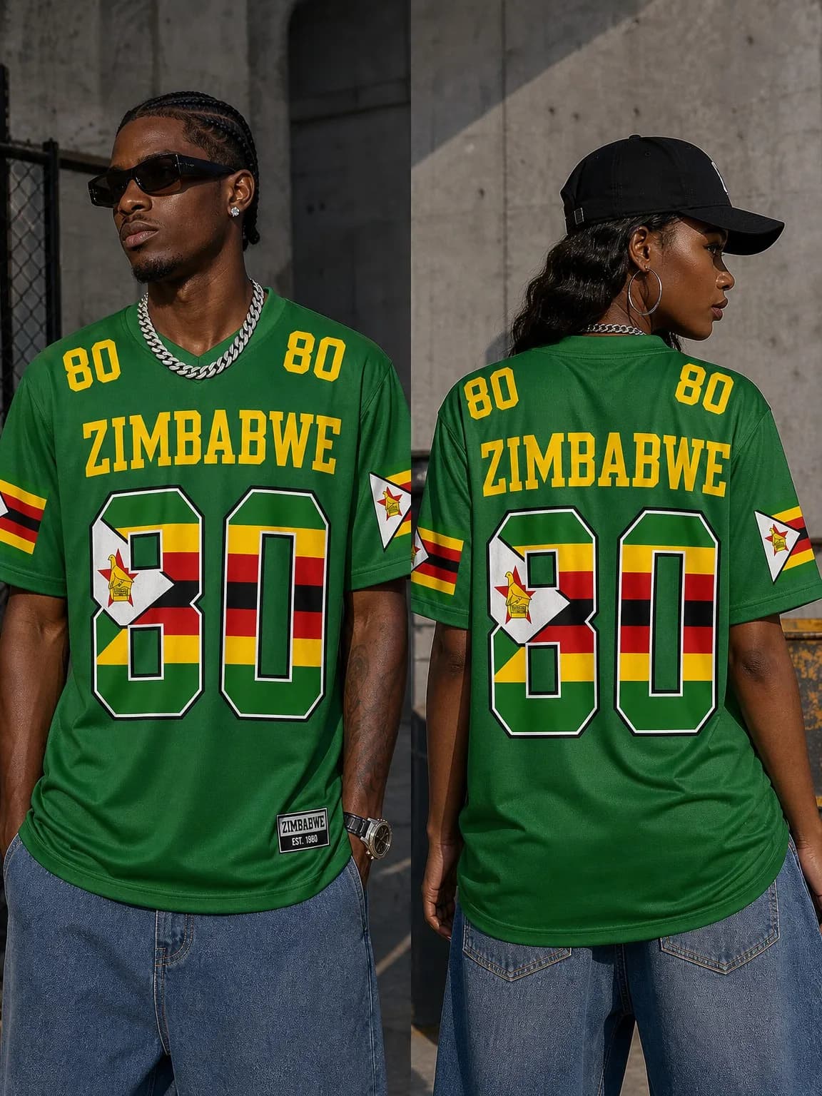 New Zimbabwe Printed T-Shirt, Casual, Stylish, Sporty, Breathable, Soft, and Comfortable, Men's and Women's Jersey