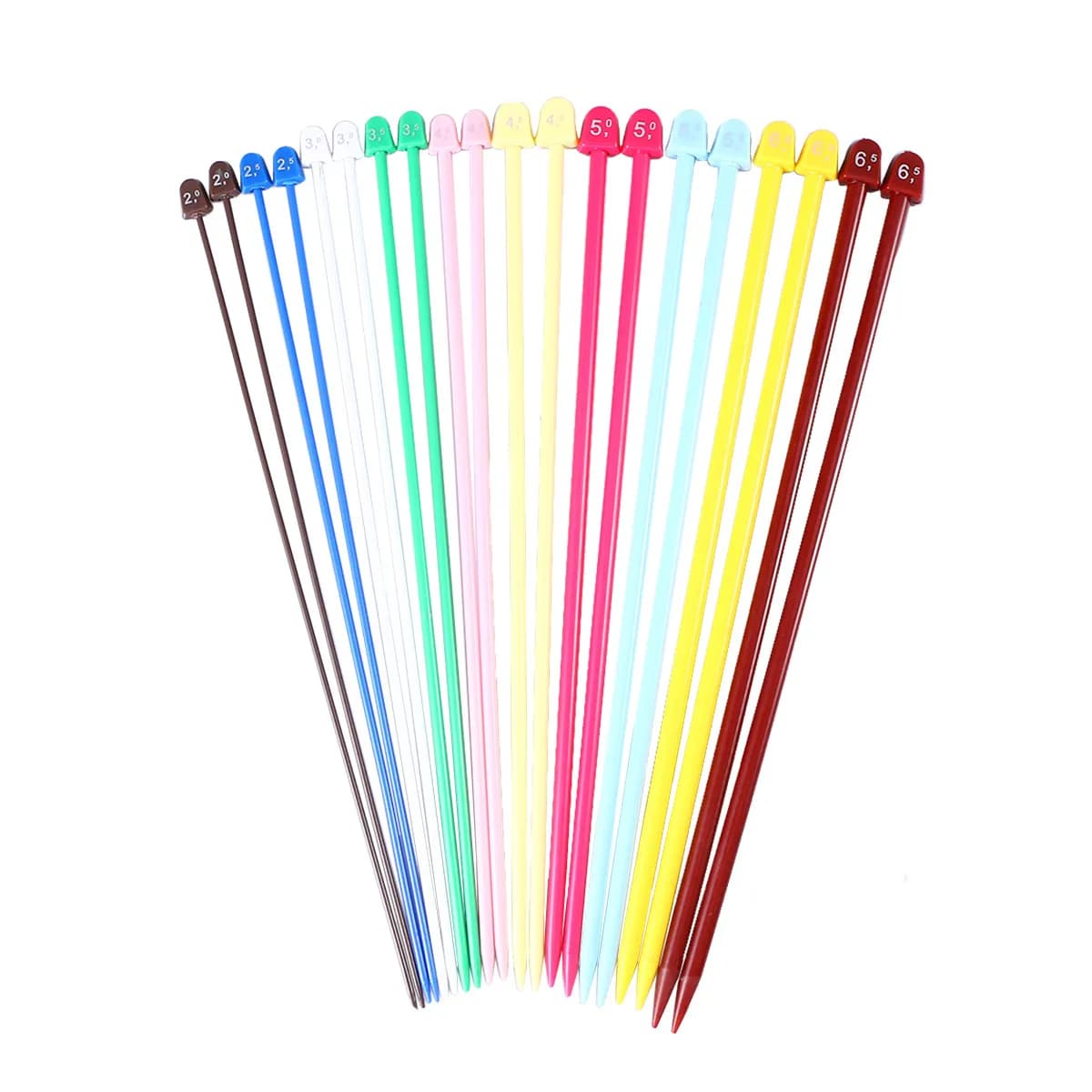 10Pairs Knitting Needles Set Professional Straight Single Pointed Plastic Steel Finish 25Cm Length Sizes 2.0mm to