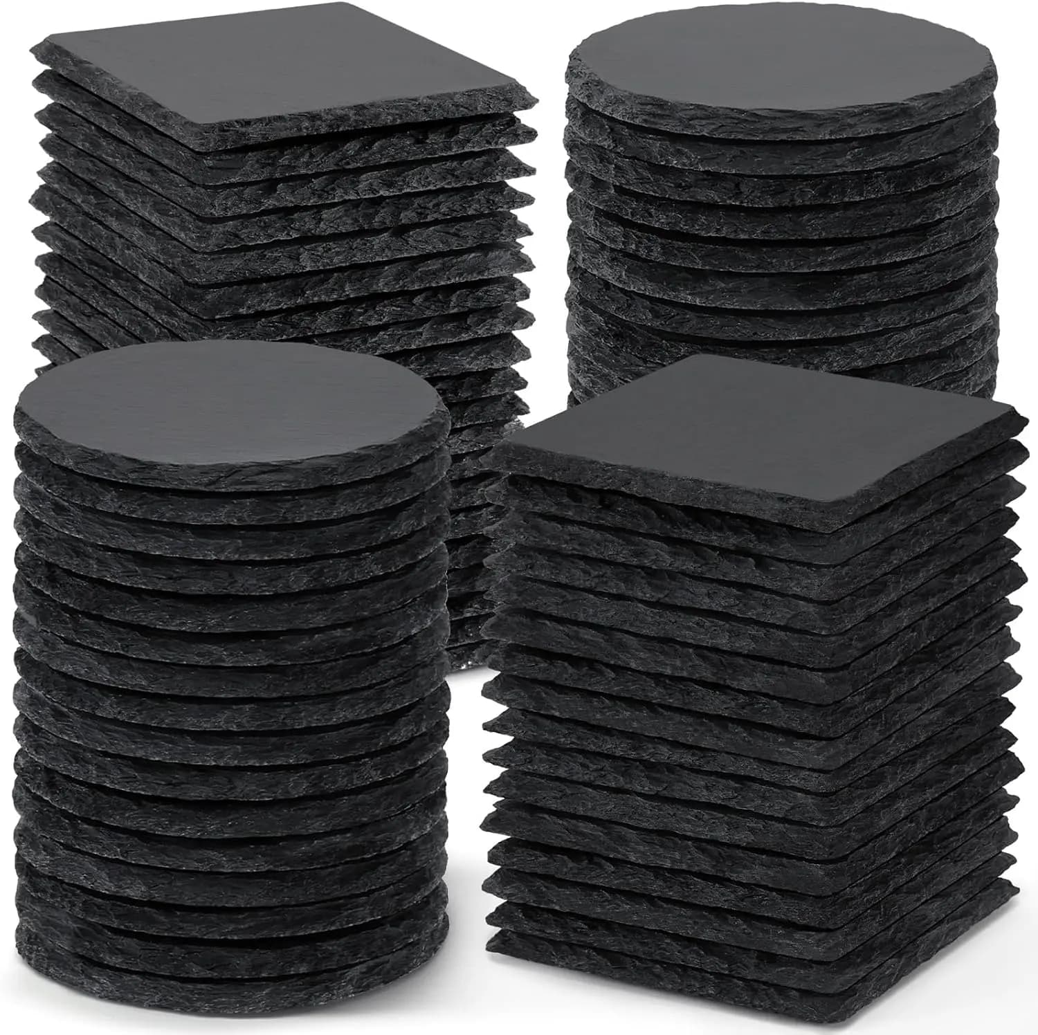 Set of 72 Black Stone, Squares and Rounds, for Laser Engraving, Fai-da-Te Gifts, Weddings, Christmas