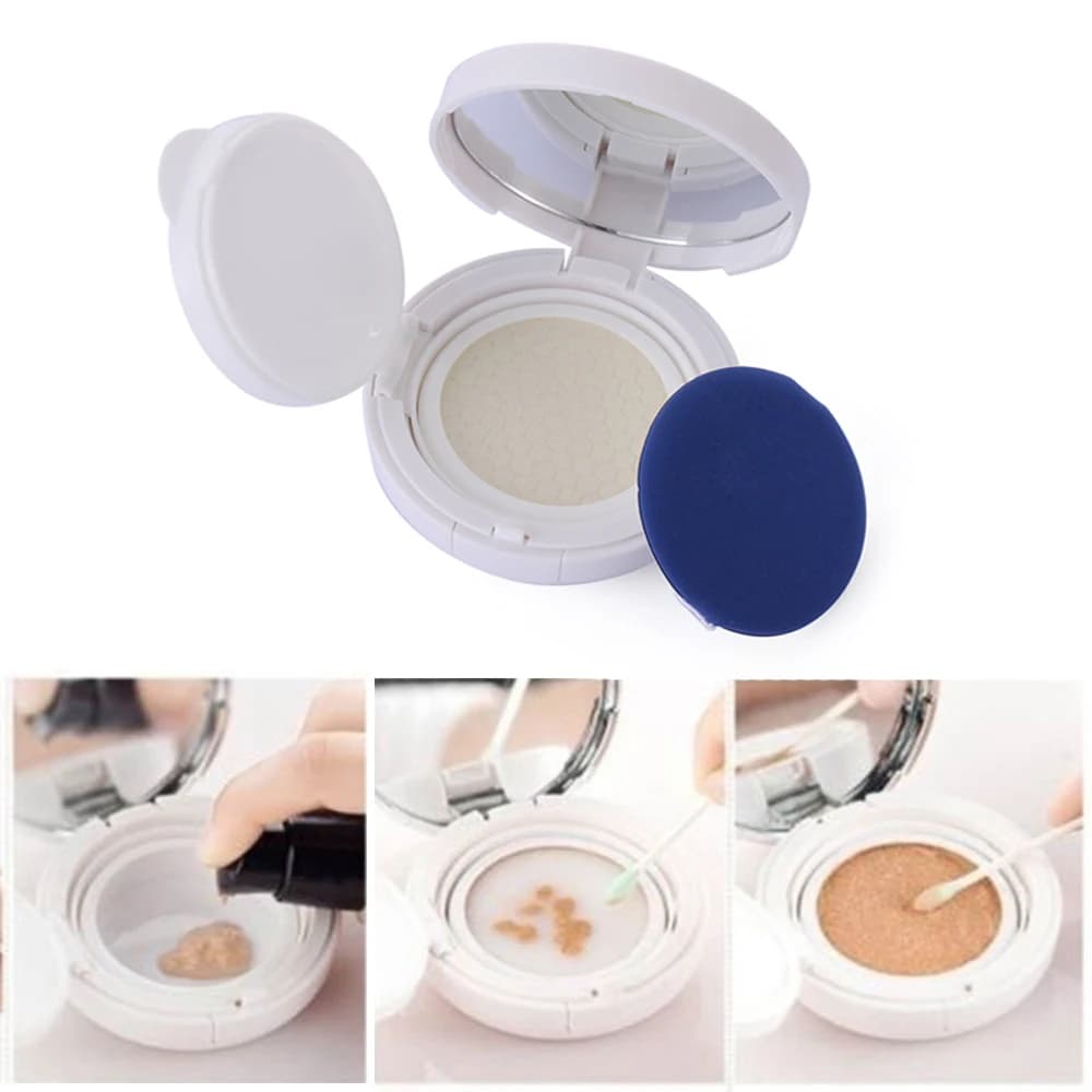 Contenitore Vuoto per Fondotinta in Polvere con Spugna, Scatola Portatile per Cosmetici, Contenitore per BB Cream