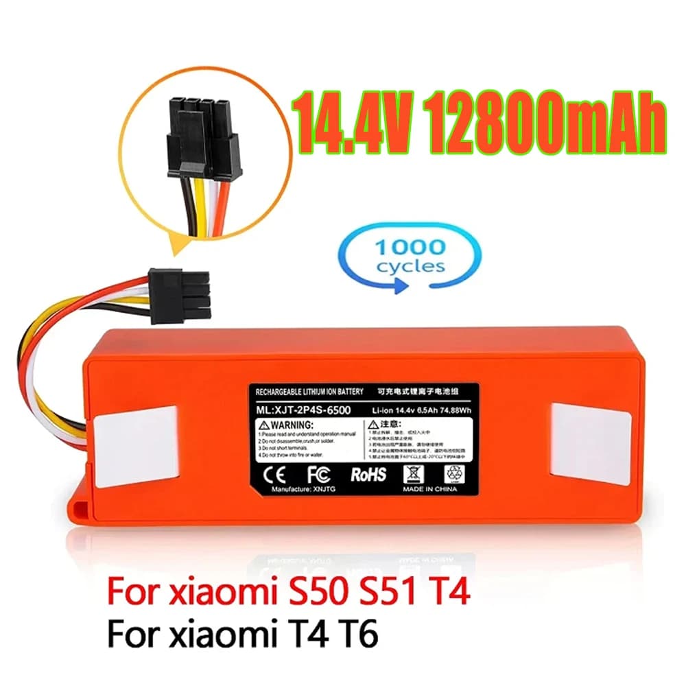 100% Original BRR-2P4S-5200S Robotic Vacuum Cleaner Replacement Battery For Xiaomi Roborock S55 S60 S65 S50 S51 S5 MAX S6 Parts