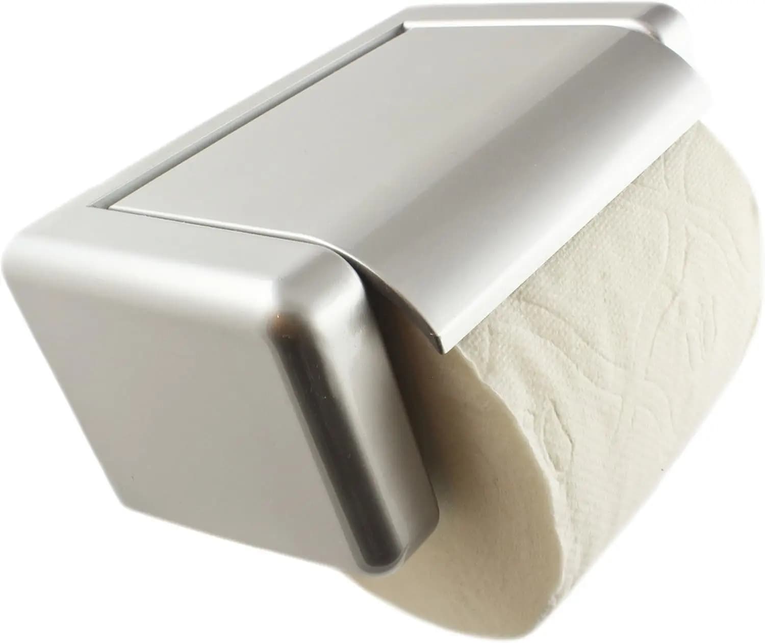 Easy-Snap Toilet Paper Holder - One Hand Load and Unload, Spring Hinges, Lid Flap, Durable Plastic, Hardware Included, Fits Any
