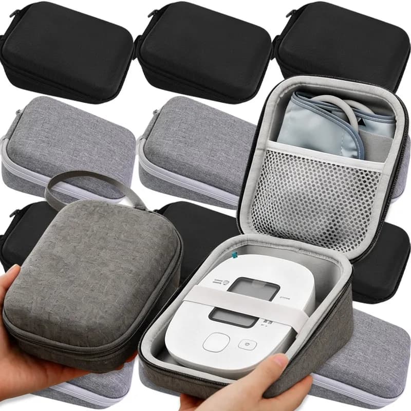 Borsa per il trasporto e la conservazione del misuratore di pressione sanguigna, custodia protettiva rigida portatile da viaggio, nera e grigia, per uso domestico