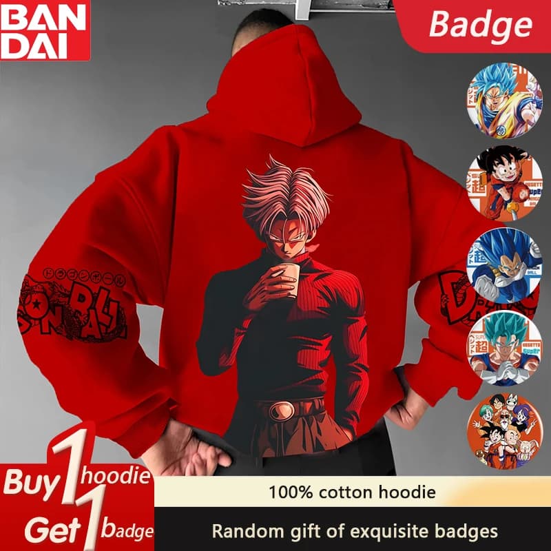 2025 Dragon Ball Japanese Animation Hot Blood Peripheral Hoodies Men's and Women's Autumn Comfortable Loose Heavy Sports Hoodies