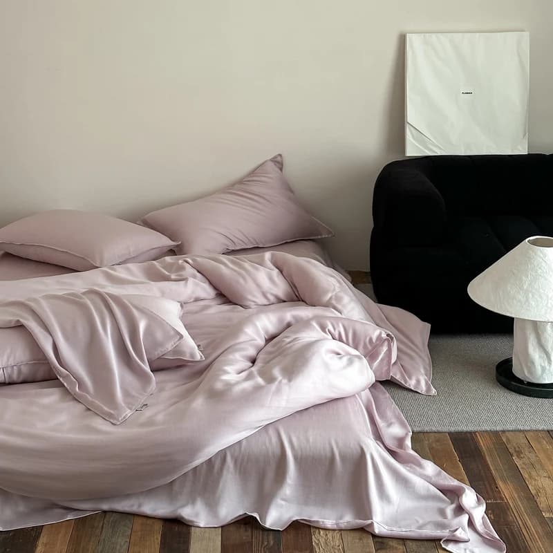 Set of soft bed linen Lyocell washed 600TC Set single double bed cover Queen King Size Sheet/Lenzuolo with corners 3/4 pieces