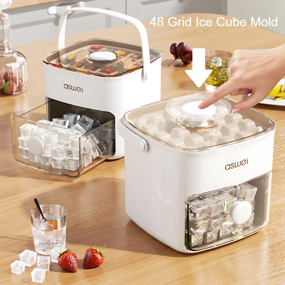 48 Grid Ice Cube Mold Reusable Refrigerator Ice Maker One-touch Easy Release Homemade Ice-Cube Tray Box Home Making Tools