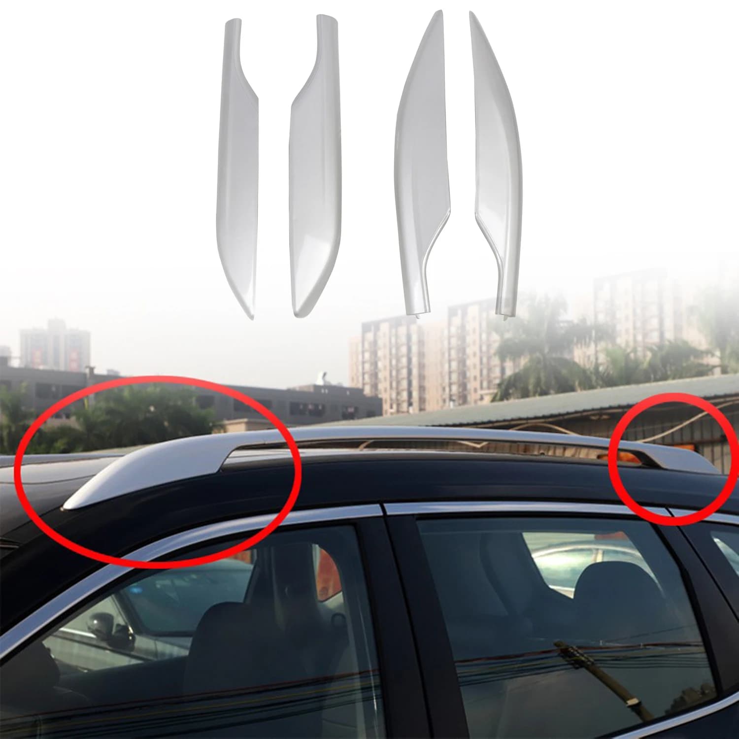 Per Nissan X-Trail 2014-2020 Auto Tetto Rails Rack End Cap Copertura di Protezione Borsette Argento Accessori Esterni 4 pezzi