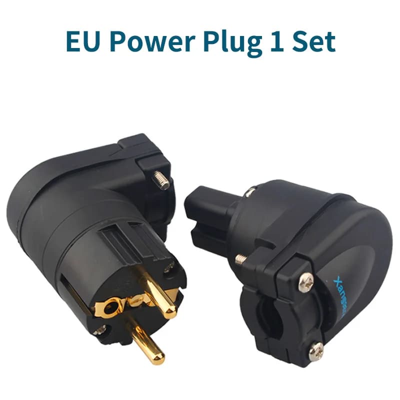 1Set HIFI Audio Placcato Oro a forma di L Spina di Alimentazione in Rame Connettore IEC Adattatore Amplificatore di Potenza EU/US/AU