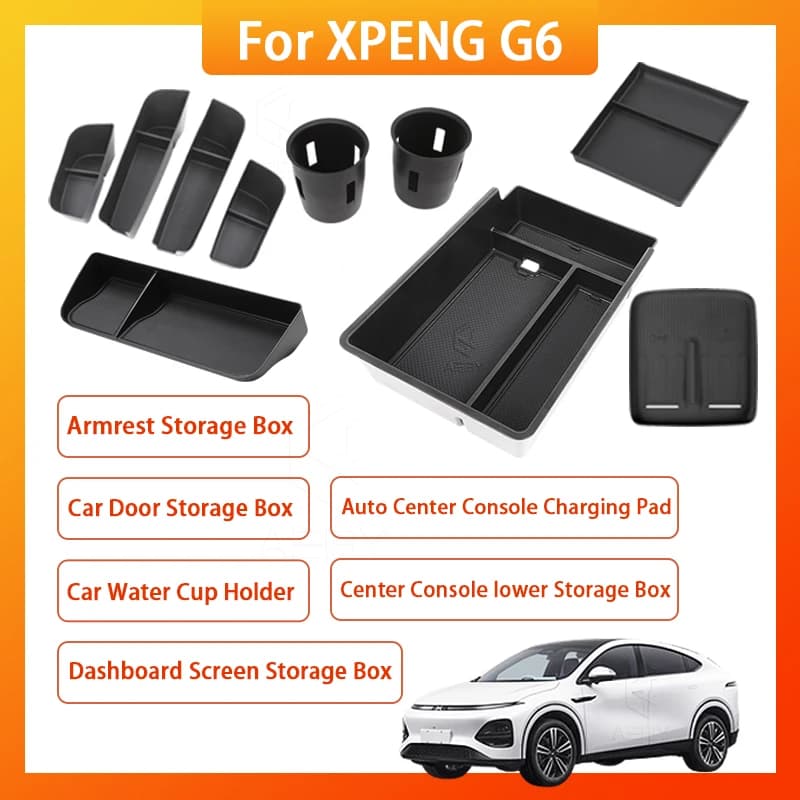 Scatola di immagazzinaggio centrale per auto per Xpeng G6 2023-2025 Portabicchieri Cruscotto Vassoio Maniglia della porta Organizzatore Riordino Accessori interni