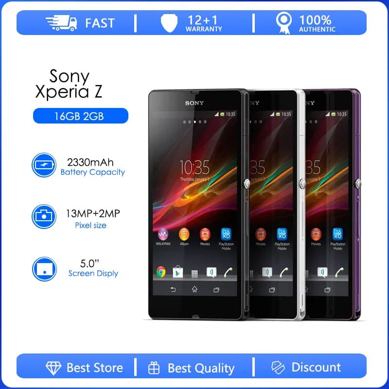 Sony Xperia Z C6602 C6603 cellulare sbloccato originale ricondizionato 3G 4G telefono 5.0 Quad-Core 16GB 2GB RAM 1080P LTE NFC Smatphone