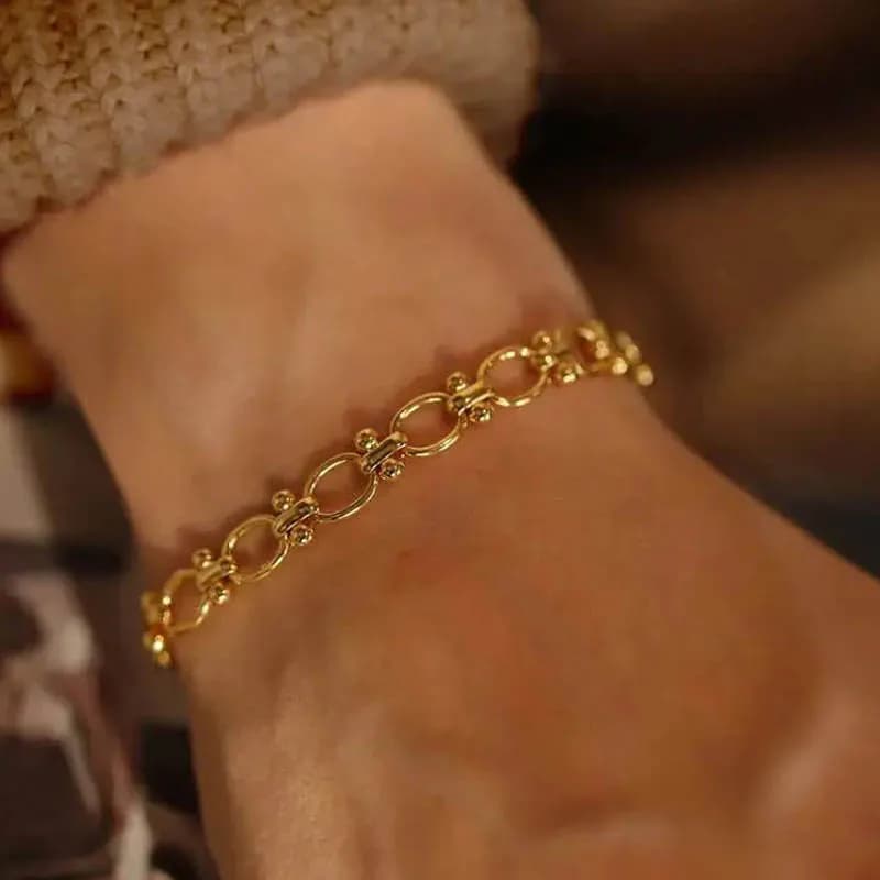 Braccialetti a catena a maglie ovali robuste placcati in oro 18 carati per gioielli da donna in acciaio inossidabile spesso