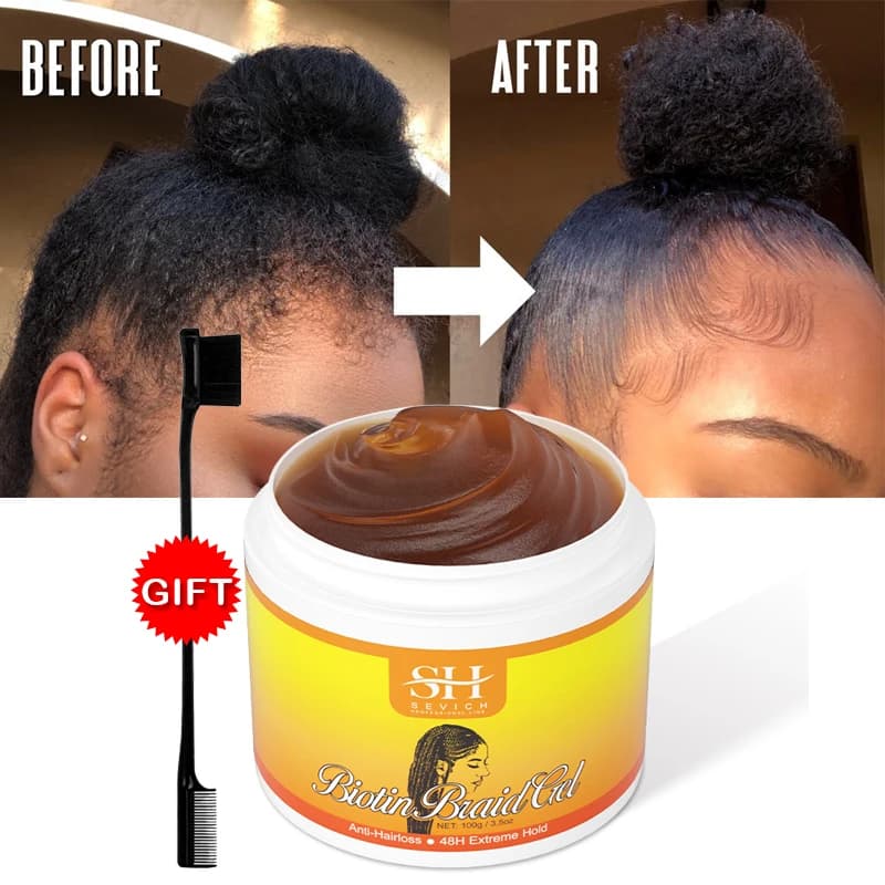 African Biotin Braid Gel 100g Control Edges Twist Gel Tames Crawler and oil edges of Jojoba Styling woven Gel Anti hair loss wax, Loc