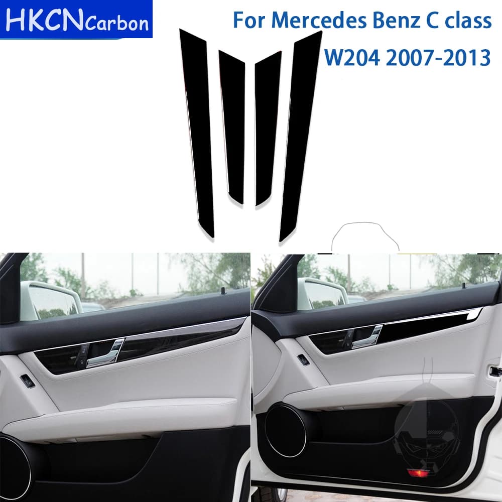 Per Mercedes Benz Classe C W204 2007-2013 Accessori Interni Auto Porta Pannello Trim Adesivo Gloss Nero di Plastica