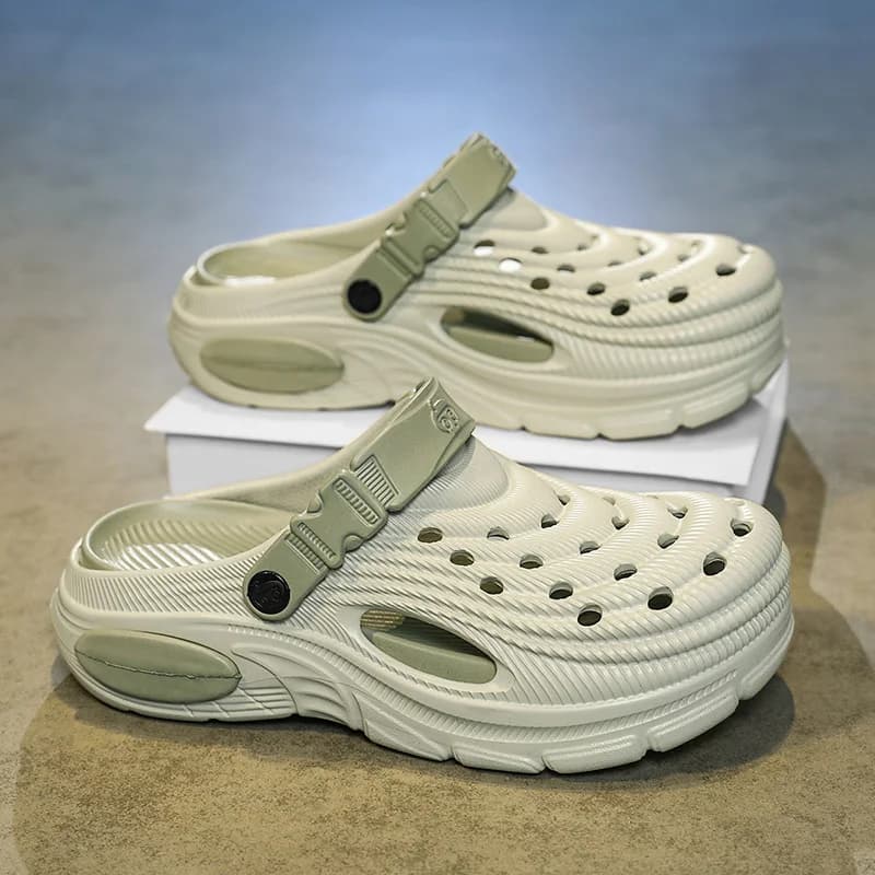 Zoccoli da uomo con suola spessa 5 cm, morbidi, antiscivolo, in EVA, scarpe da giardino traspiranti, sandali da spiaggia, mules casual