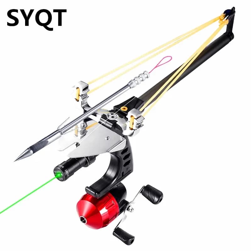 Caccia pesce canna dritta precisione catapulta telescopica fionda mulinello da pesca Laser verde tiro ad alta potenza fionda da pesca