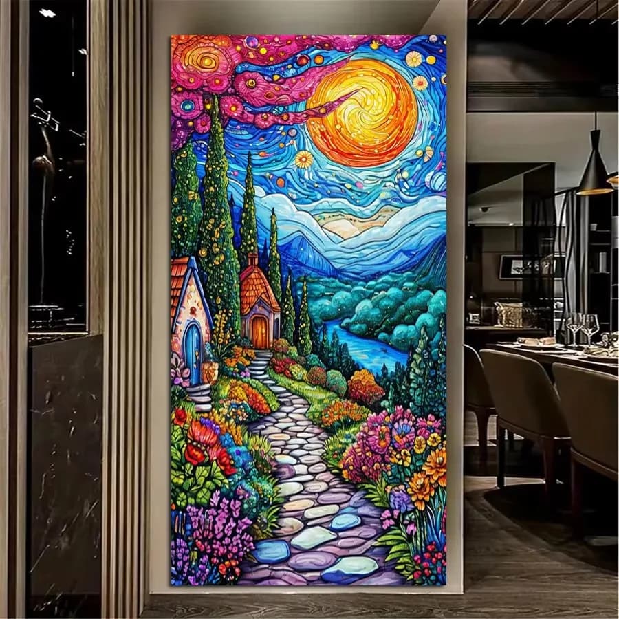 Diamond Mosaic Art DIY Abstract Colorful Scenery Diamond Painting Kit Handmade Home Wall Decor Gift