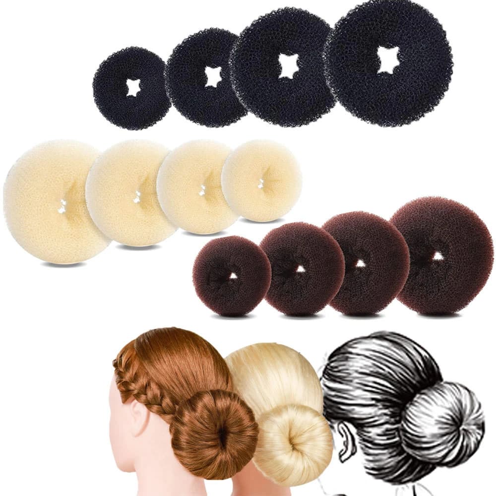 1-3 pieces hair plate donut sandwich rollers DIY sponge magic foam hair accessories princess hair styling tools S/M/L black