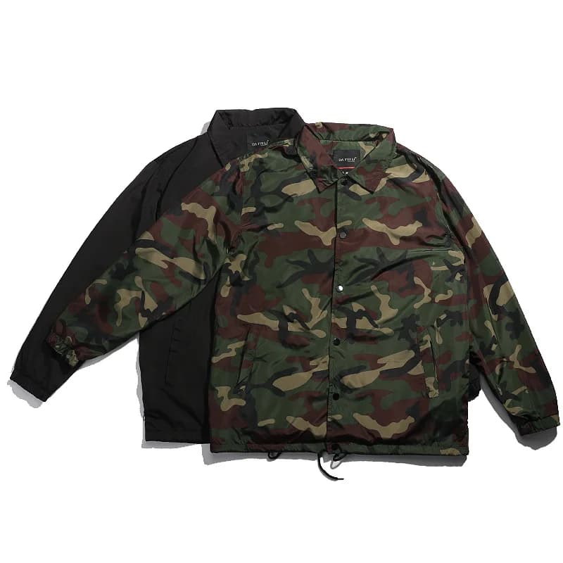 Giacca da baseball antivento vintage mimetica in nylon nero verde per allenamento di calcio da uomo, all'ingrosso, modello varsity, senza logo
