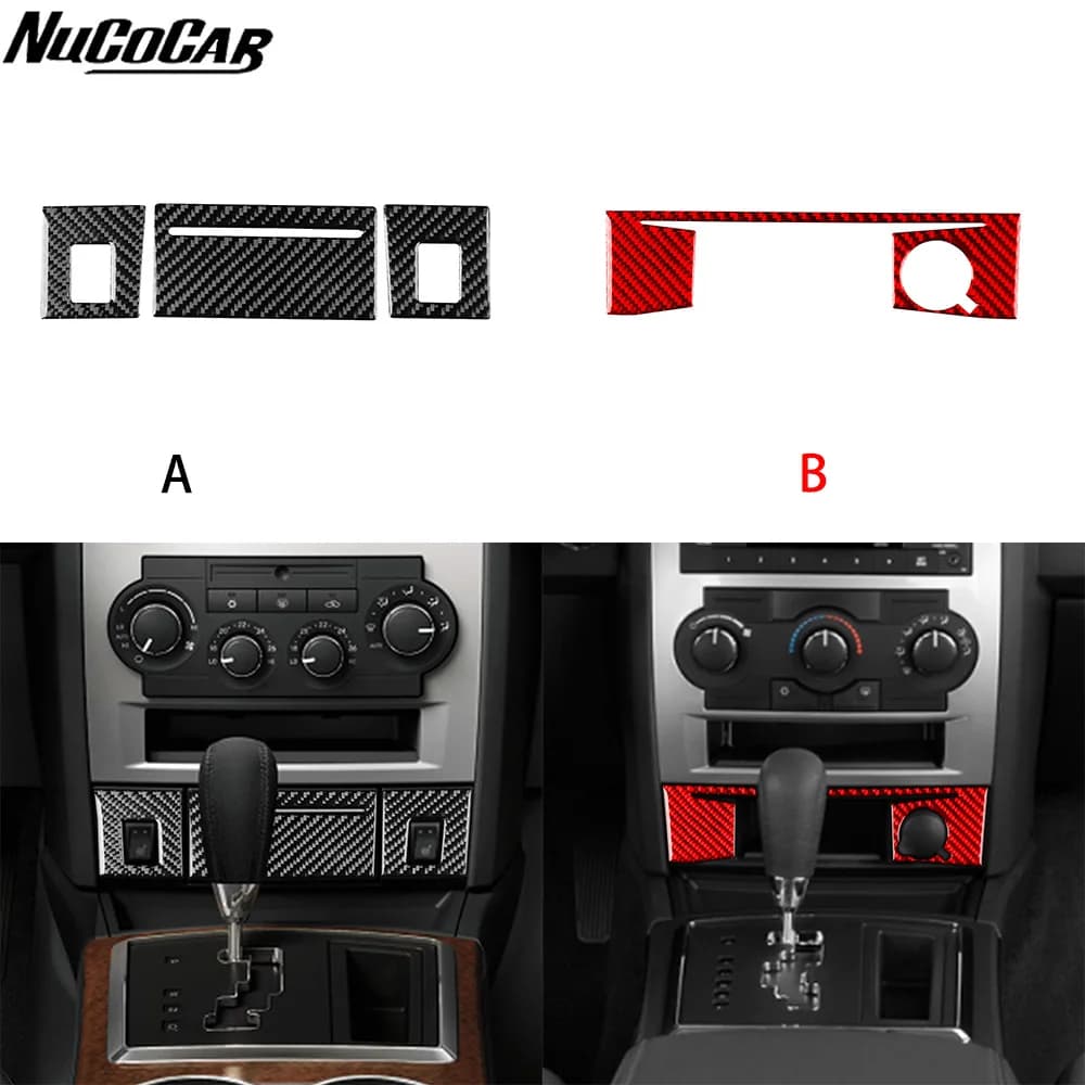 Per Chrysler 300 300C 2008-2010 Pannello interruttori di riscaldamento del sedile centrale in fibra di carbonio Accessori auto Adesivi decorativi interni