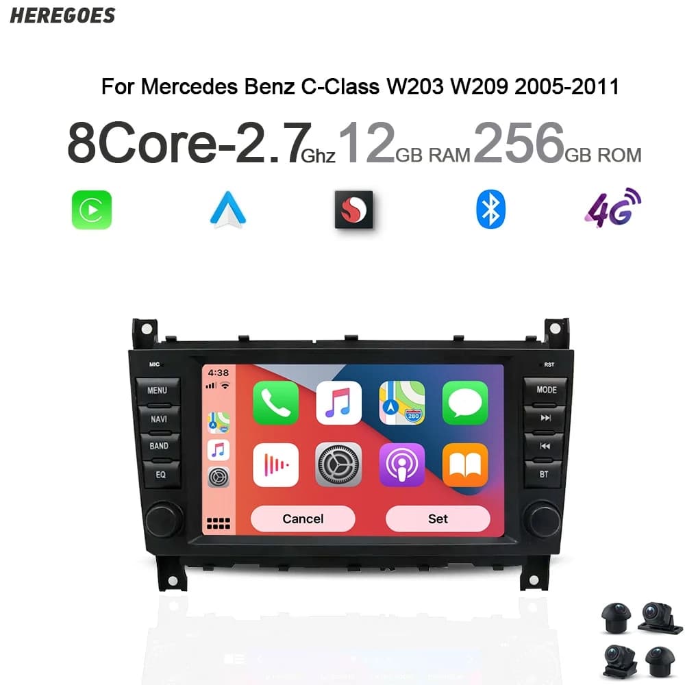 720P Carplay Android 13 autoradio per Mercedes Benz classe C W203 CLK W209 2004-2012 navigazione Bluetooth GPS Multimedia Player