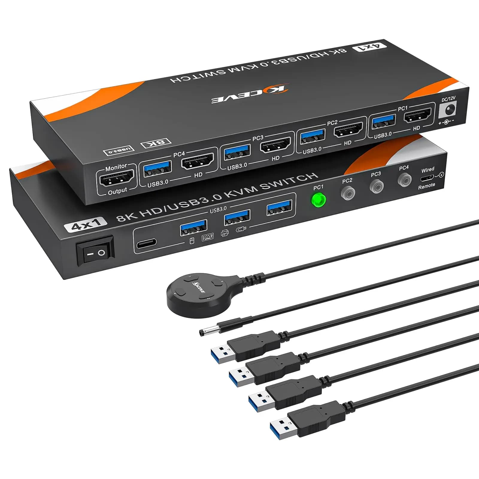 Switch KVM HDMI 4K a 120 Hz 4 computer 1 simulazione monitor EDID, supporto switch KVM USB 3.0 8K a 60 Hz per 4 PC condividi tastiera mouse