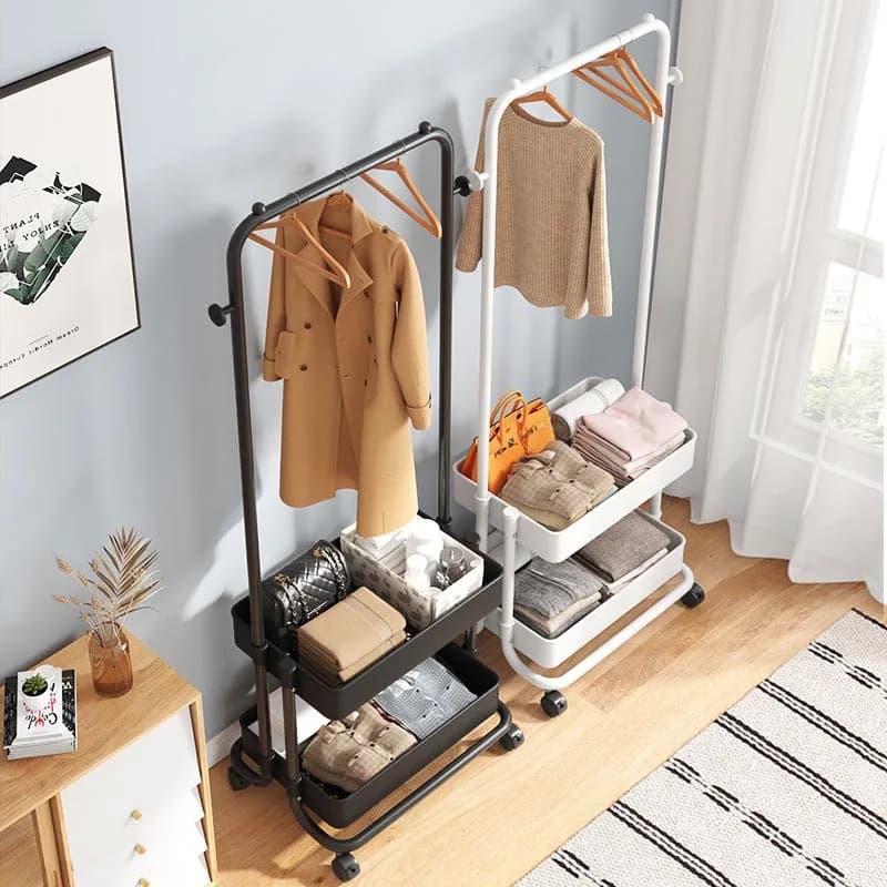 Appendiabiti moderno in metallo a doppio livello Appendiabiti combinato pavimento multifunzione dormitorio in affitto per la casa
