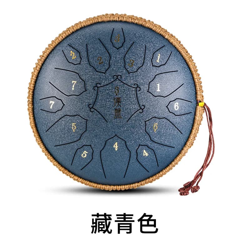 Musical drum with 12 inch steel tongue and 15 notes with Bacchette handbag Yoga Drum Meditation Sound Cushion Baby Beginner Hand drum