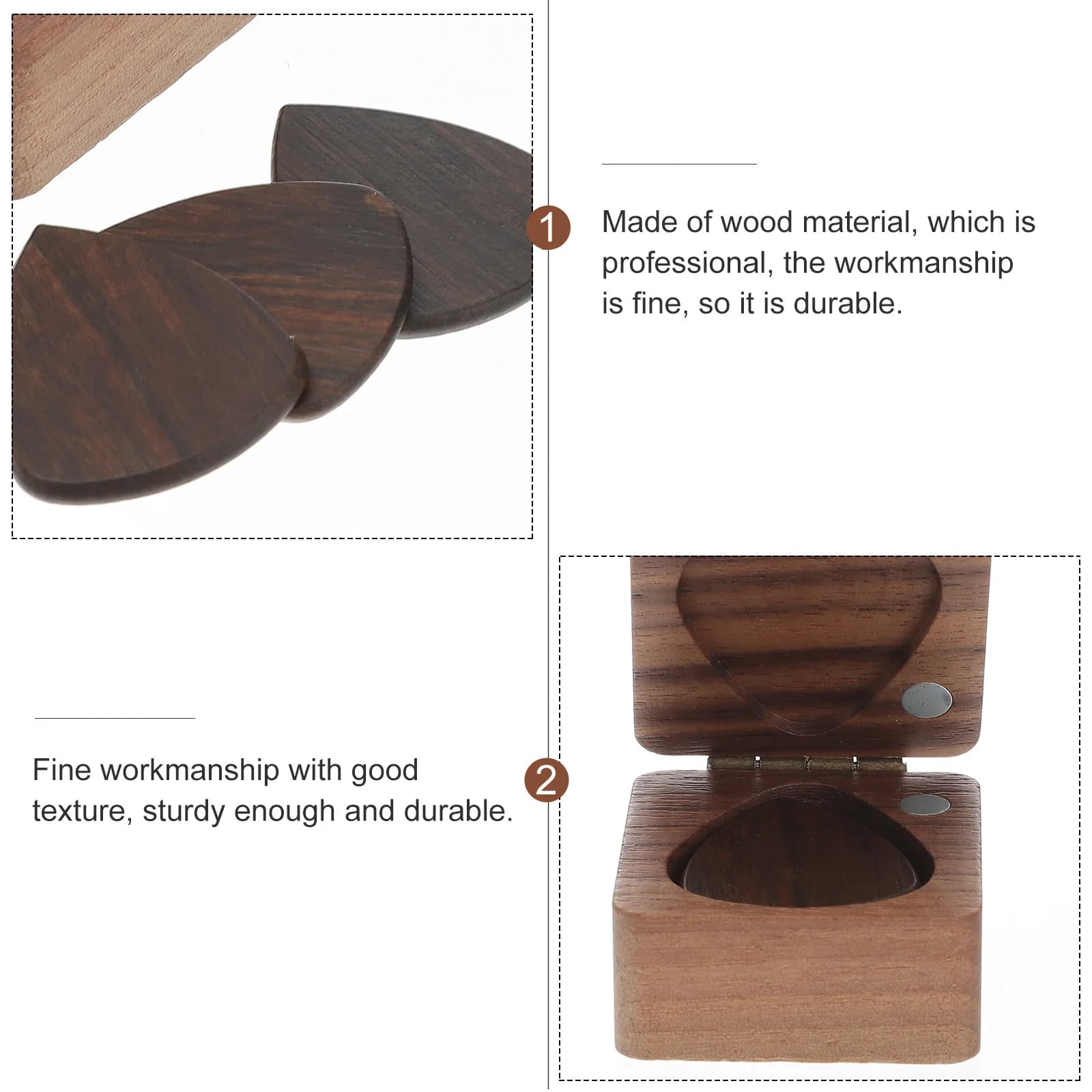 Set Premium di Plettri in Legno Massello Ergonomici Naturali per Chitarra Folk, Elettrica e Acustica