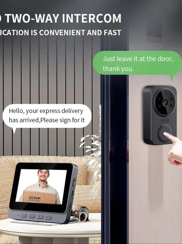 XBIBI Wireless Video Doorbell, Visual Doorbell Camera Wifi, 1080P FHD Smart Doorbell, Real Time Indoor Monitor, Images & Videos Recording, Enhanced Night Vision, Two-Way Audio, Long Battery Life,, RFID Enabled, Tools And Home Imprivement, Wall Hangin