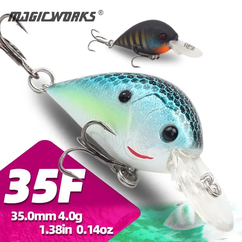 Magic Works Micro Crankbait 35mm MR 4.0g Bass Crankbait Galleggiante Mini esca dura Esche da pesca in fiume Richiamo artificiale Esche persico