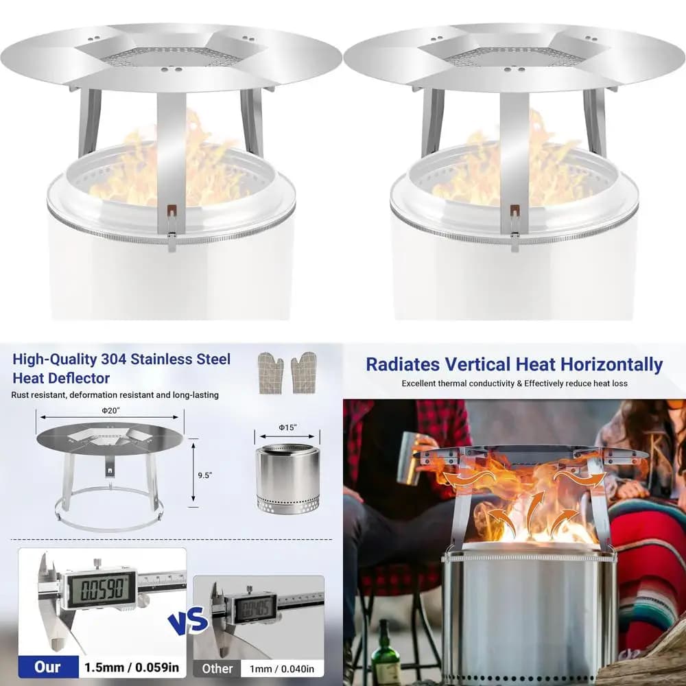 Diffusore di Calore in Acciaio Inox con 15 Griglie e 6 Anelli, Perfetto per Campeggio e Redirezione del Calore