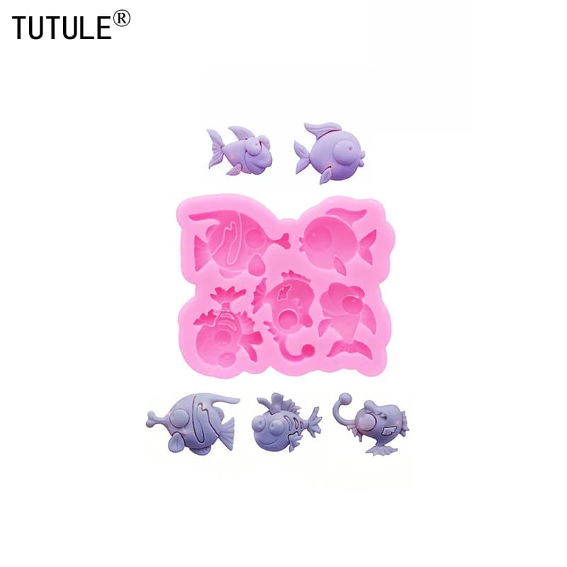 Fai da te piccolo pesce vibrazione caramelle torta al cioccolato stampo in silicone 3D goccia di pesce colla accessori per gioielli argilla in resina epossidica stampi in silicone