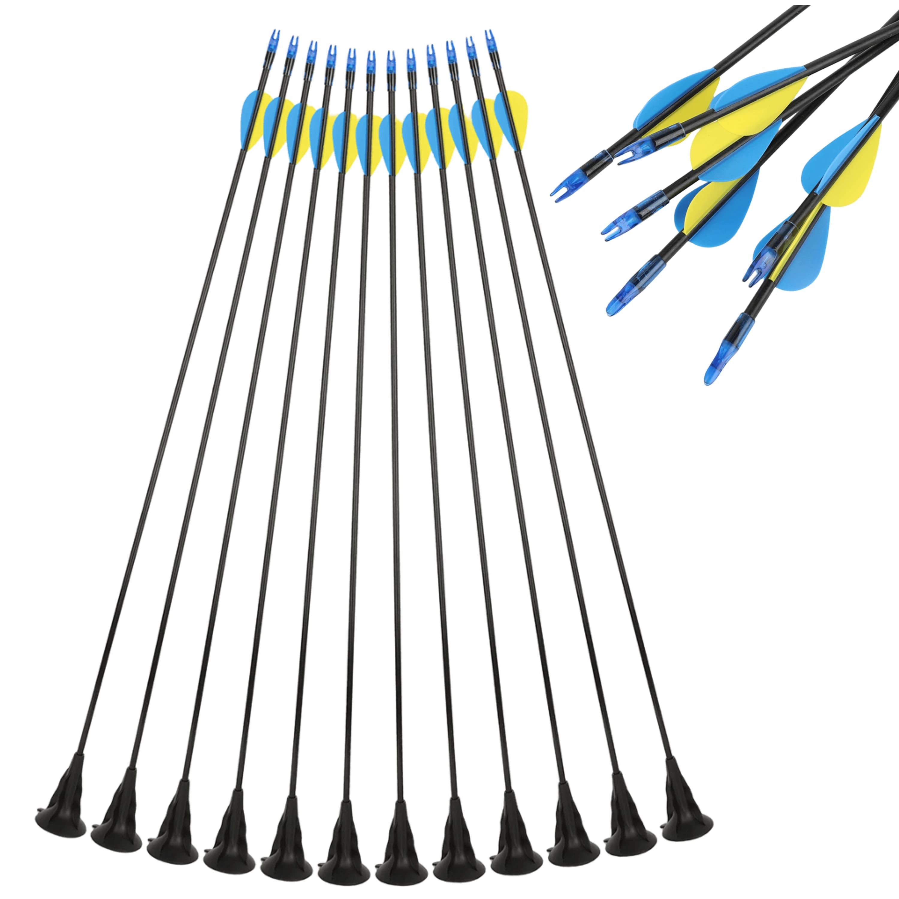 Frecce con ventosa per tiro con l'arco, frecce per bambini con alette in gomma OD 6mm per adulti, principianti, pratica di tiro, giochi indoor e outdoor
