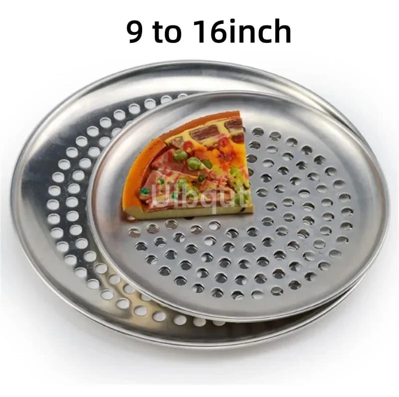 Aluminum Pans with Holes Non-Stick Round Pizza Baking Tray Plate Pizza Bakery Tools Oven Outdoor Mesh Metal Net Oven