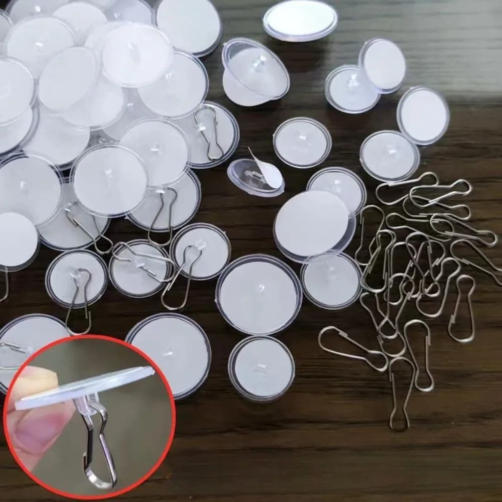 100pcs Christmas Hanging Ornaments Sticky Ceiling Hooks Transparent Round Wall Hooks Self Adhesive Mini Suction Cup JJ3403