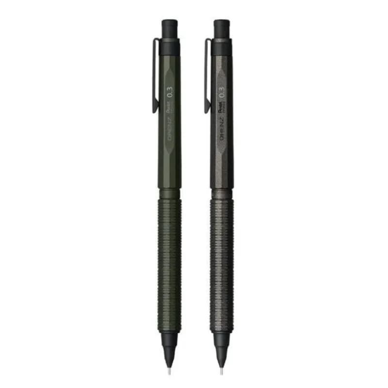 Limited Edition Japanese Pentel ORENZNERO Mechanical Pencil Set, Black and Green 0.5mm 0.3mm Suitable Calligraphy School Writing