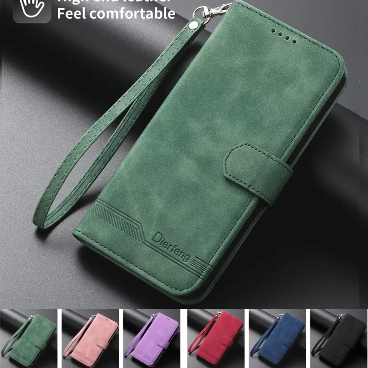 Leather Case for Samsung Galaxy Z Fold 7 6 5 4 3 Fold7 Fold6 5G Wrist Strap Card Wallet Protective Cover