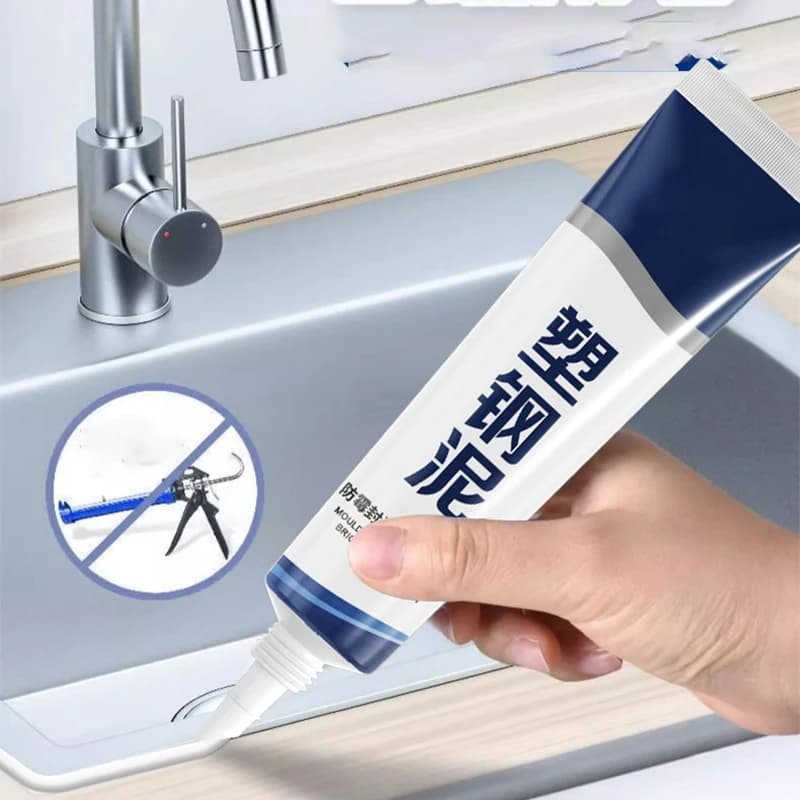 60ml Plastica Acciaio Fango Colla Impermeabile Cucina e Bagno Colla Anti-muffa Resina Epossidica Perdite Collegamento e Calafataggio Sigillante Casa