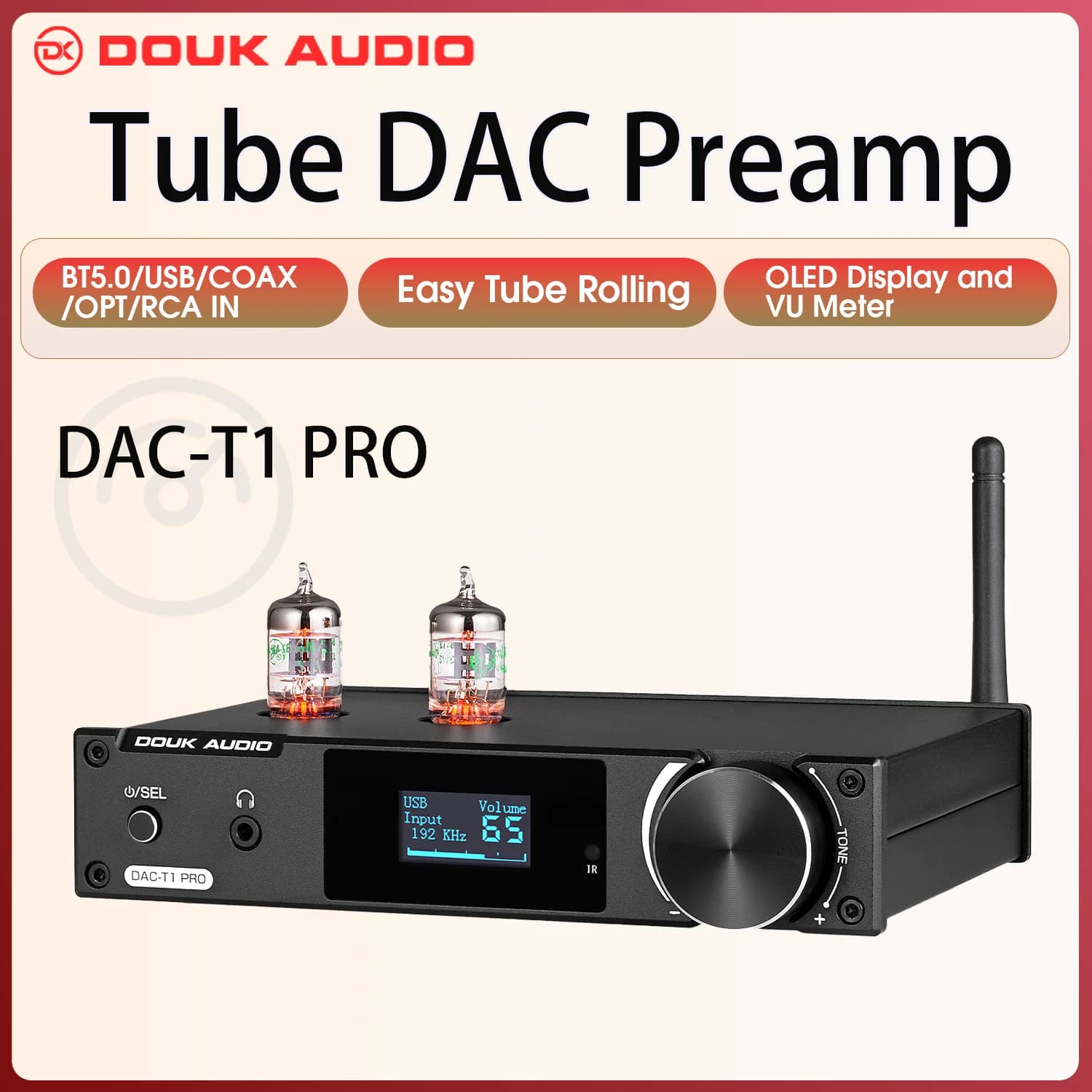 Douk Audio HiFi Bluetooth 5.0 Valvola Tubo Preamplificatore COAX/OPT Convertitore digitale-analogico USB DAC Altoparlante Ricevitore Amplificatore per cuffie