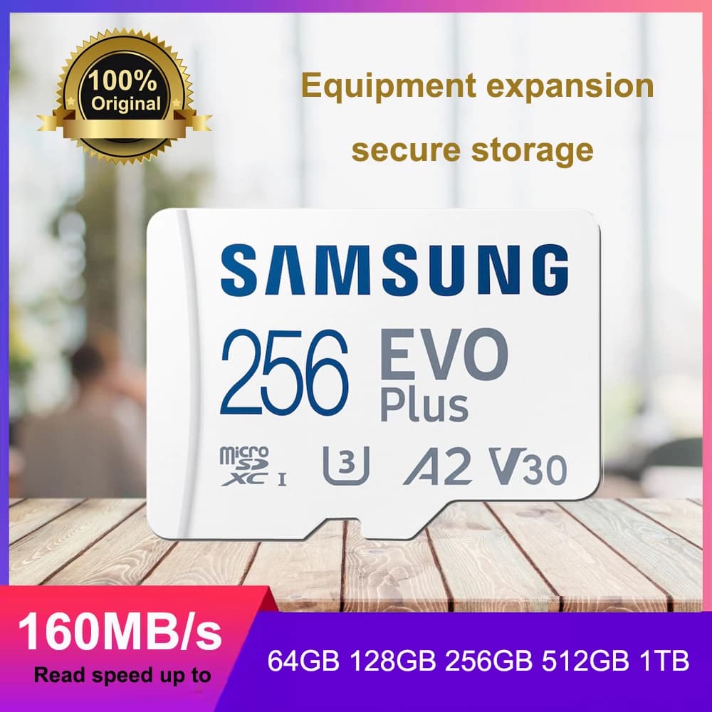 SAMSUNG EVOPlus mcroSD Card 1TB 512G 256GB 128GB 64GB SDXC Classe 10 U1 U3 per Drive Registratore Monitor Fotocamera Scheda TF dedicata